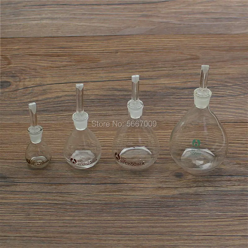 1pc Lab 5ml 10ml 20ml 25ml 50ml 100ml Glass pycnometer ball-shape gravity bottle picknometer Laboratory equipment Glassware