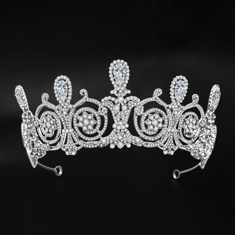 Himstory-Tiaras de circonia cúbica para novia, diademas de cristal de Zirconia real europea, coronas, boda, novia, diamantes de imitación, Reina, joyería para el cabello