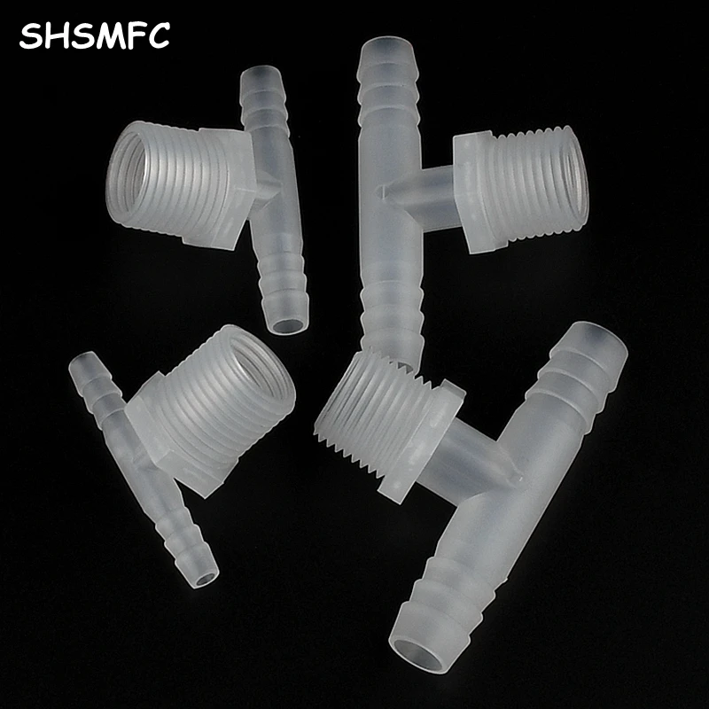 

3~100Pcs G1/2" Thread To 8~12mm PP Plastic Tee Connector Aquarium Male Thread Pagoda Hose Joint Irrigation Water Pipe Fittings