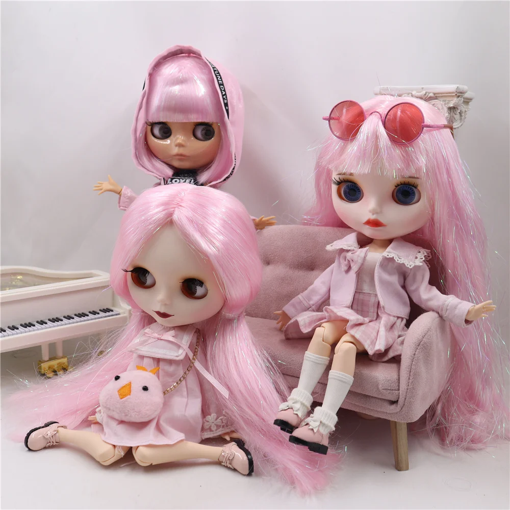 ICY DBS Blyth Doll 1/6 30cm bjd Pink hair carries shiny lines nude joint body with big breast girl toy gift BLm471017