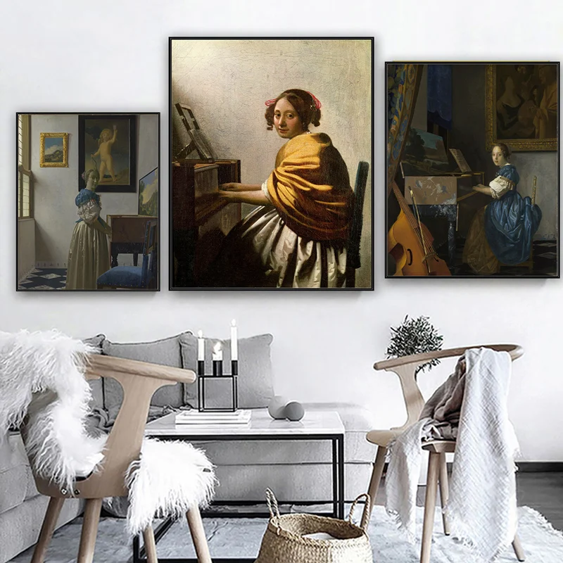 Canvas Painting Young Woman Collection At Virginal Poster Prints Picture Wall Art Modern Home Decor