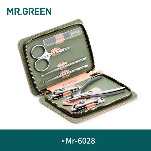 MR.GREEN 7 in1 Zestaw do manicure ze stali nierdzewnej Obcinacz do paznokci Zestaw narzędzi do manicure Zestaw do pielęgnacji paznokci Zestaw obcinacz do paznokci