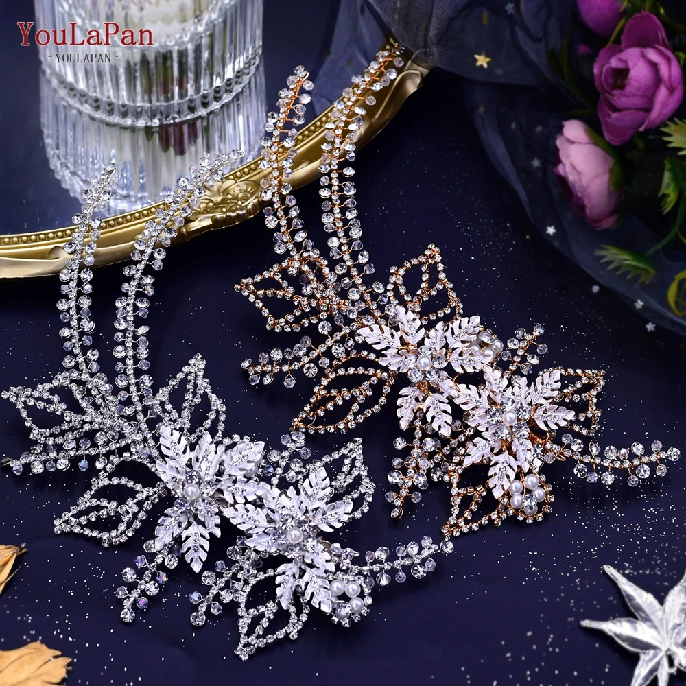 YouLaPan HP254 Wedding Hair Accessories Bridal Delicate Wire Headband Women Headpiece Bridal Handmade Crystal Hair Accessories