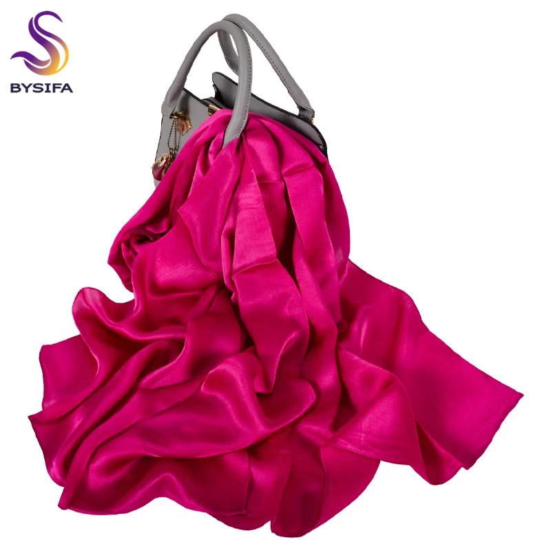 BYSIFA|Brand Luxury 100% Silk Scarf Shawl 2021 New Fashion Solid Color Pure Silk Long Scarves Wraps 180*70cm Spring Fall Scarves