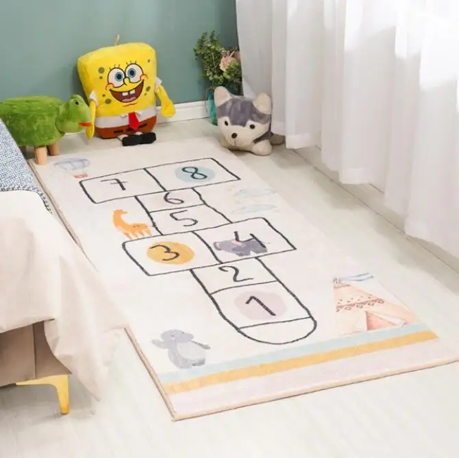 Cartoon Bedroom Carpet Anti-skid Bedside Mats Soft Skin-friendly Lamb Cashmere Mats Living Room Long Rugs Children Room Play Mat