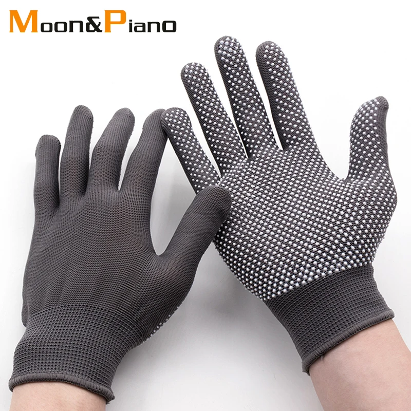 12 Pairs Work Gloves Non-slip Breathable Nylon Safety Protective With Dot Palm Coating Men Women Hand Protector Working Gloves