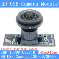 180° Wide-angle 2MP Fisheye USB Camera Module OV2710 1080P MJPEG 640*480 120fps High Speed Linux UVC Webcam Surveillance