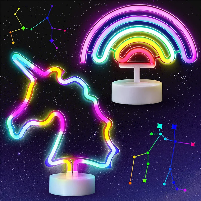

Единорог USB светодиодный неоновый светильник праздничный Фламинго Радуга для украшения комнаты дома детский подарок вечерние Декор для гостиной