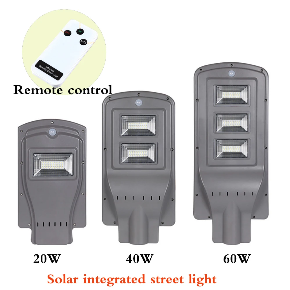 

New Solar Street Light Integrated Outdoor Lighting 20W 40W 60W LED Solar Intelligent Lamp Head With Pick arm