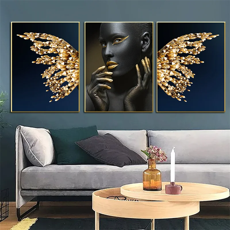 

Golden Butterfly Canvas Painting Fashion Light Luxury Living Room Decoration Posters And Prints Modern Nordic Wall Art Pictures