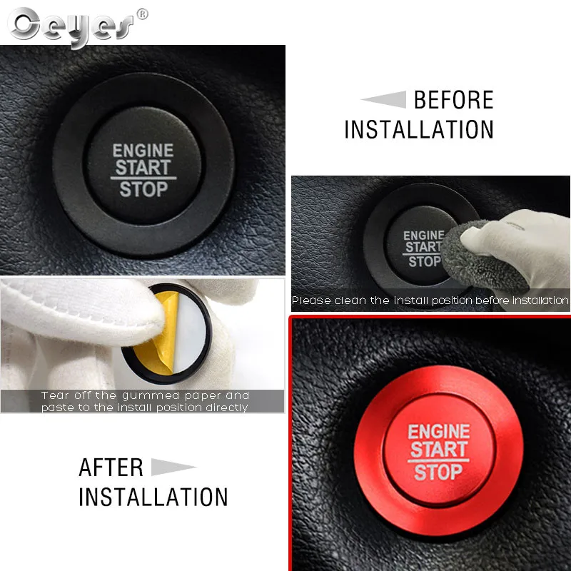 Stickers For Jeep Renegade Compass Wrangler Auto Engine Push Start Stop Button Ring Cover Cap Interior Accessories Car Styling