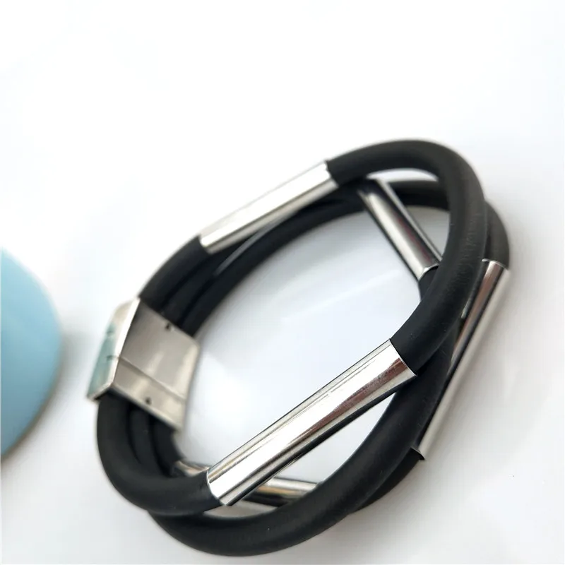 UKEBAY 2020 New Copper Tube Accessories Charm Bracelets Women Black Rubber Bracelet Punk Bracelet 3 Chains Birthday Gift Jewelry