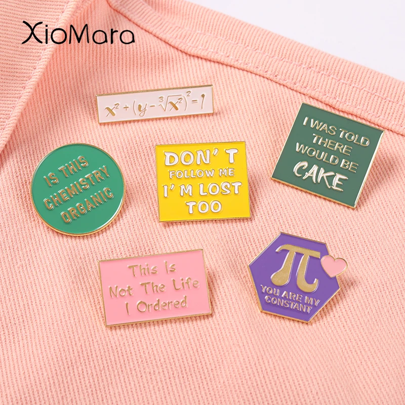 Mathematical Formula Enamel Pins Pi Chemistry Brooches Badges Collar Backpack Decoration Gift for Chemical Science Lover