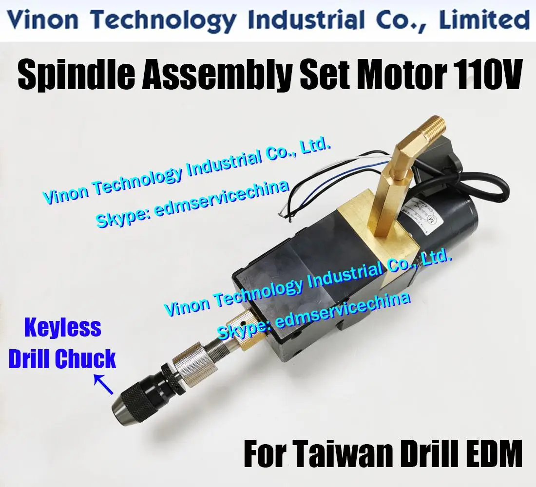 Taiwan Rotating Head with Keyless Drill Chuck 0-3mm Set for EDM Drill. Rotational head with motor 110V/24V/220V Set Chmer,Ridong