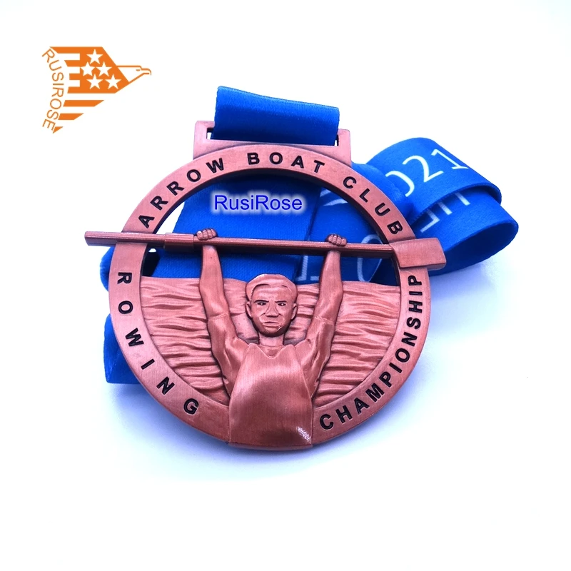 Custom-made rowing commemorative medals, gold medal production of oars sports competitions, 3D stereo antique medals