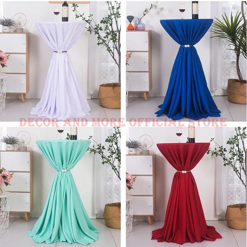 1PCS Polyester Plain Dyed Solid Table Covers For Home Hotel Party Wedding Round Tablecloth Cocktail Table Cloths White/Blue/Red