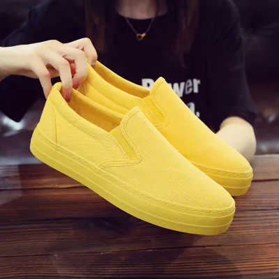 Spring Autumn Thick Bottom One Pedal Canvas Driving Shoes Men\'s Women\'s Vulcanized Shoes Comfortable Casual Shoes Sneakers