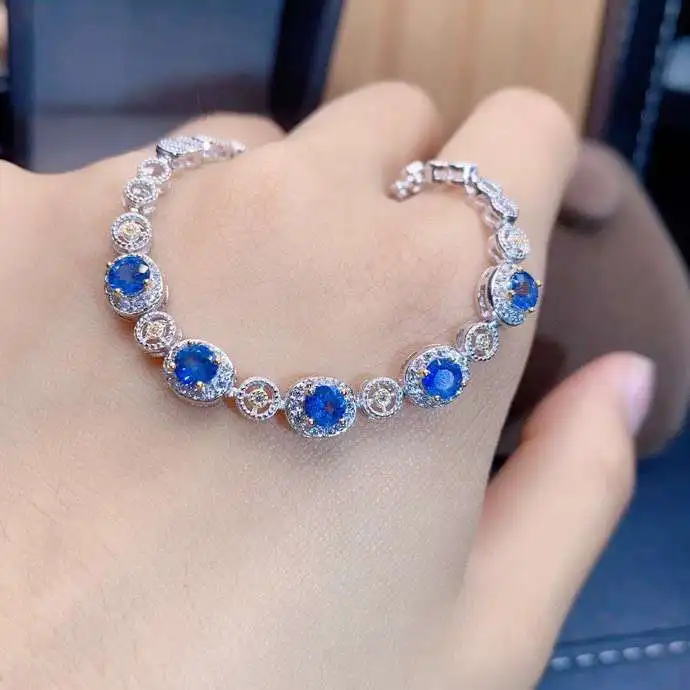 KJJEAXCMY fine jewelry S925 sterling silver inlaid natural star sapphire Girl vintage hand Bracelet Support test Chinese style