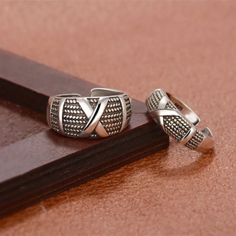 Buyee 925 Sterling Silver Lover Couples Ring Sets Elegant X Gray Sweet Ring Finger for Woman Man Fashion Fine Jewelry Circle