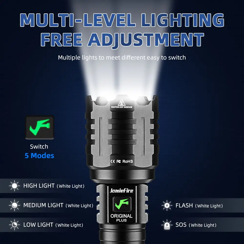 XHP160 Most Powerful Flashlight 16-core Light Brightest Lantern Zoomable 26650 Camping USB Rechargeable Tactical Hunting Torch