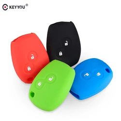 KEYYOU etui silikonowe klucz pokrywa 2 przycisk dla Renault Clio Scenic Megane Duster Sandero Captur Twingo Modus kluczyk samochodowy z pilotem