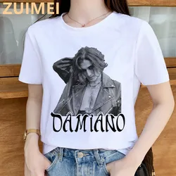 MaNeskin Damiano David Cool Cute Summer New Tops Casual ladies basic O-collar Short Sleeved White Women's T shirt Girl,Drop Ship