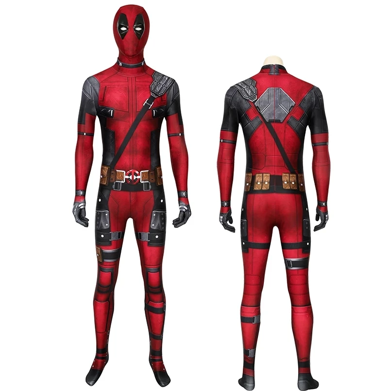 

Adult Superhero Dead Pool Wade Jumpsuit Cosplay Costume Halloween Masquerade Party Bodysuit