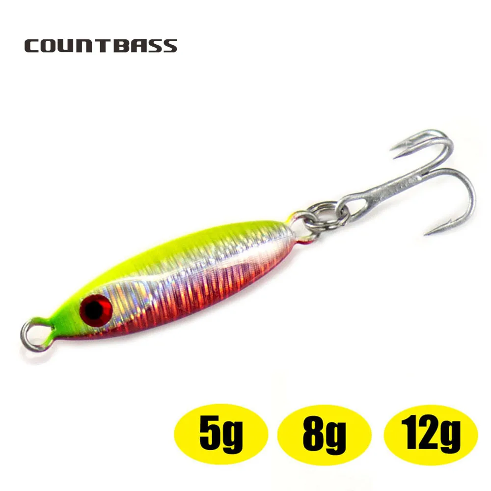 COUNTBASS 5g 8g 12g Shore Jigging Fishing Lures with Treble Hook, Micro casting Jig Light Game, Mini Metal Bait