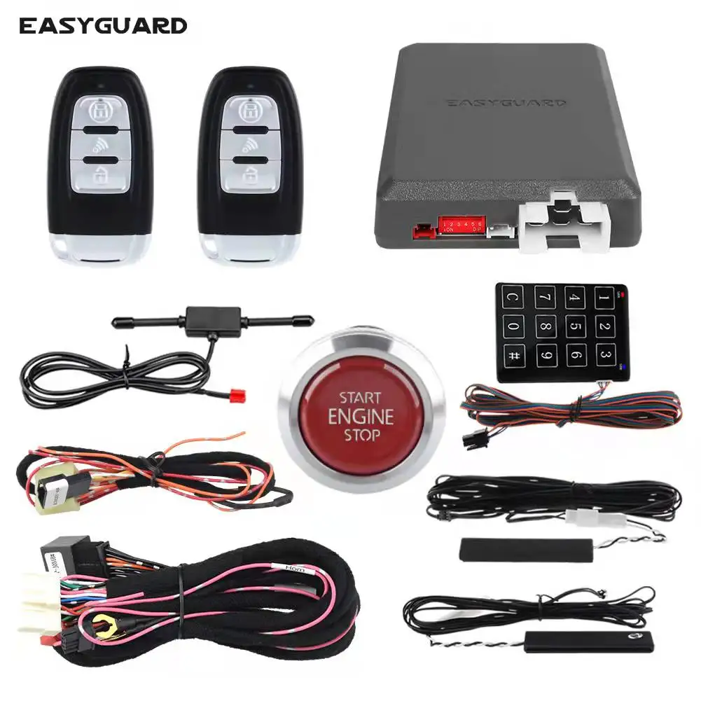 

EASYGUARD Plug & Play CAN BUS кнопка запуска двигателя PKE Автомобильная сигнализация подходит для Boxster 911 cayman Macan remote auto starter