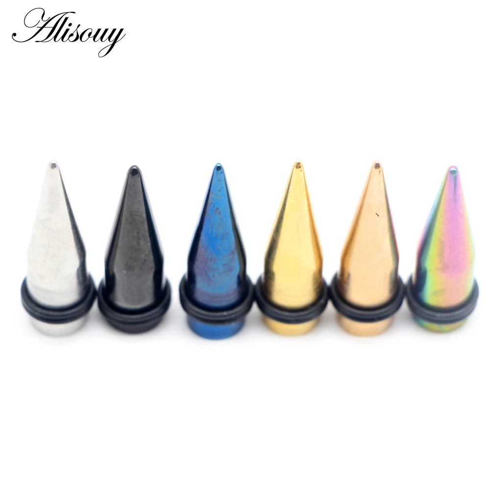 Alisouy 2pcs Surgical Steel Ear Plug and Tunnel Ear Taper Ear Expander Stretcher Ear Stud Gauge Piercing Cartilage Body Jewelry