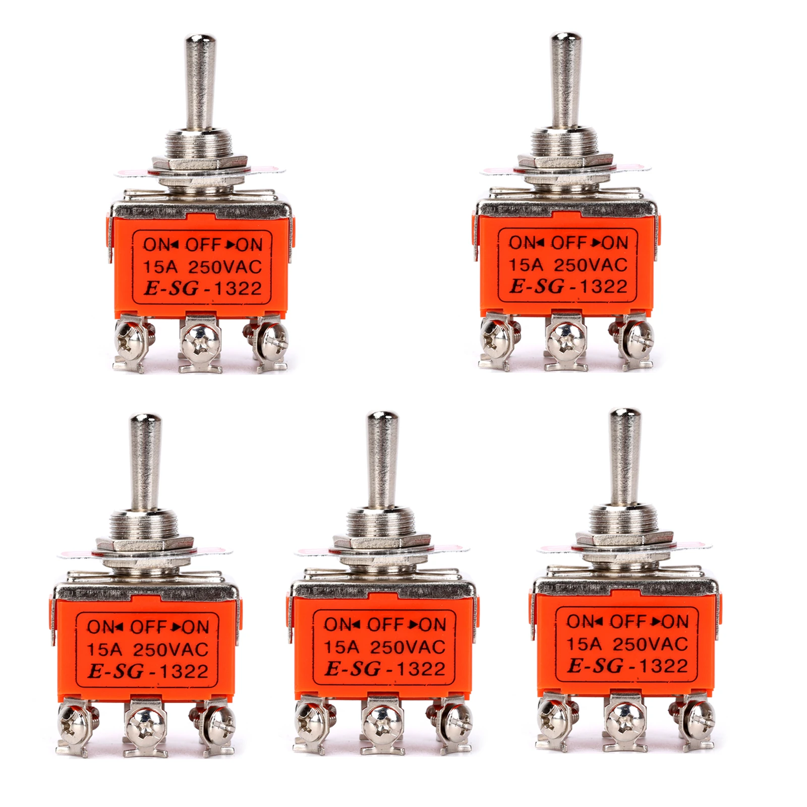 

5Pcs Heavy Duty Rocker Toggle Switch 15A 250V AC DPDT 3 Position 6 Pin ON/Off/ON Switch Suitable For Ships, Machinery Switches