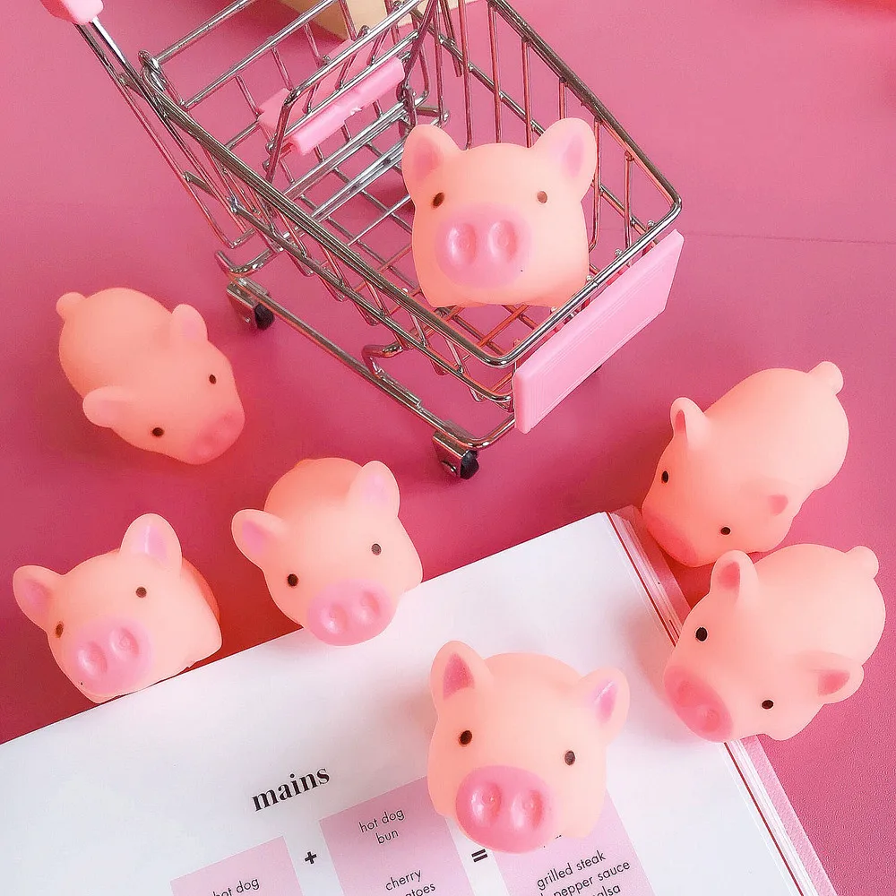 10 pcs Cute Pig Bath toy Float Squeeze Sound Dabbling Toys Baby Cartoon Water Swimming Play Bath Soft Rubber Pig Squeeze Toy