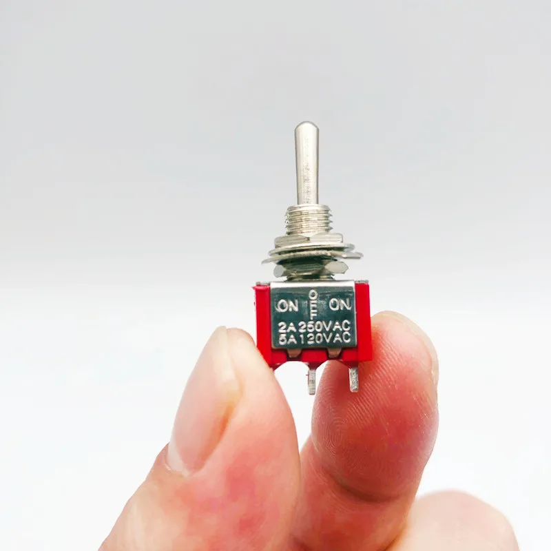 1/5 pces vermelho mini 3pin 6mm 2/3 posição auto-redefinindo interruptores de alternância on-on (on) dpdt mini interruptores de alavanca 6a/125v