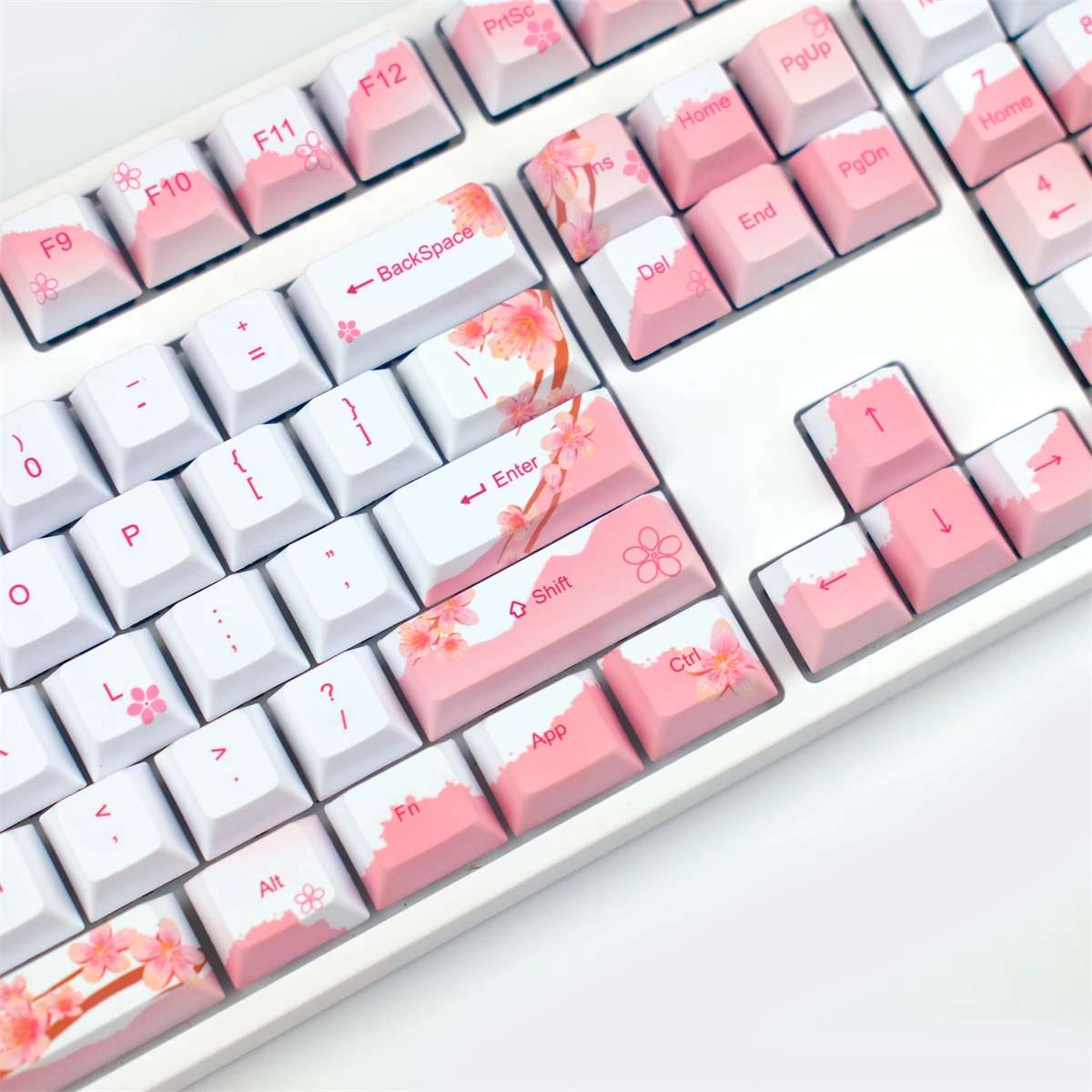 108 Keys Sakura Keycaps PBT 5 Face No Root Dye-Sublimation Keycap Cherry Profile For GH60 64 68 84 96 87 104 Layout Keyboard