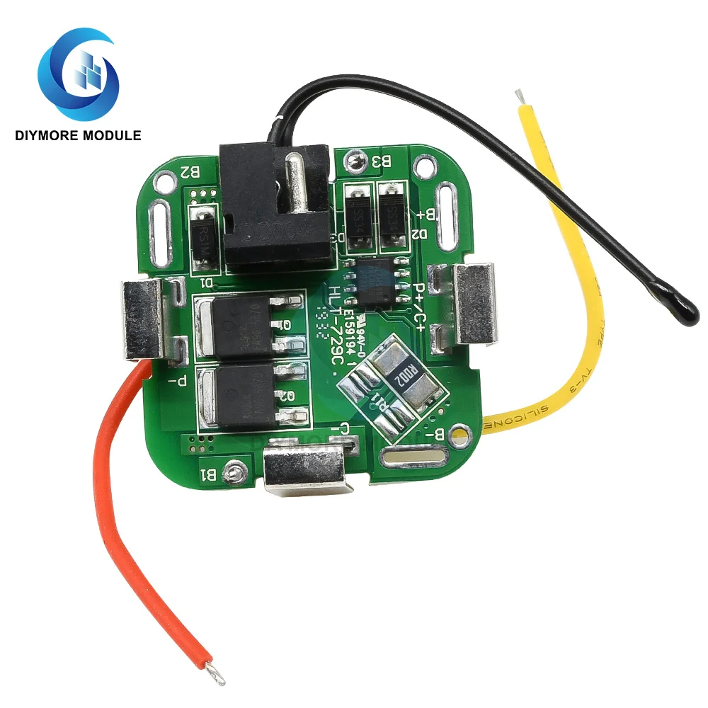 BMS 4S 14.8V 2MOS 18650 Lithium Battery Charging Protection Board DC Plug In with Cable For Power Bank/Electric Tools