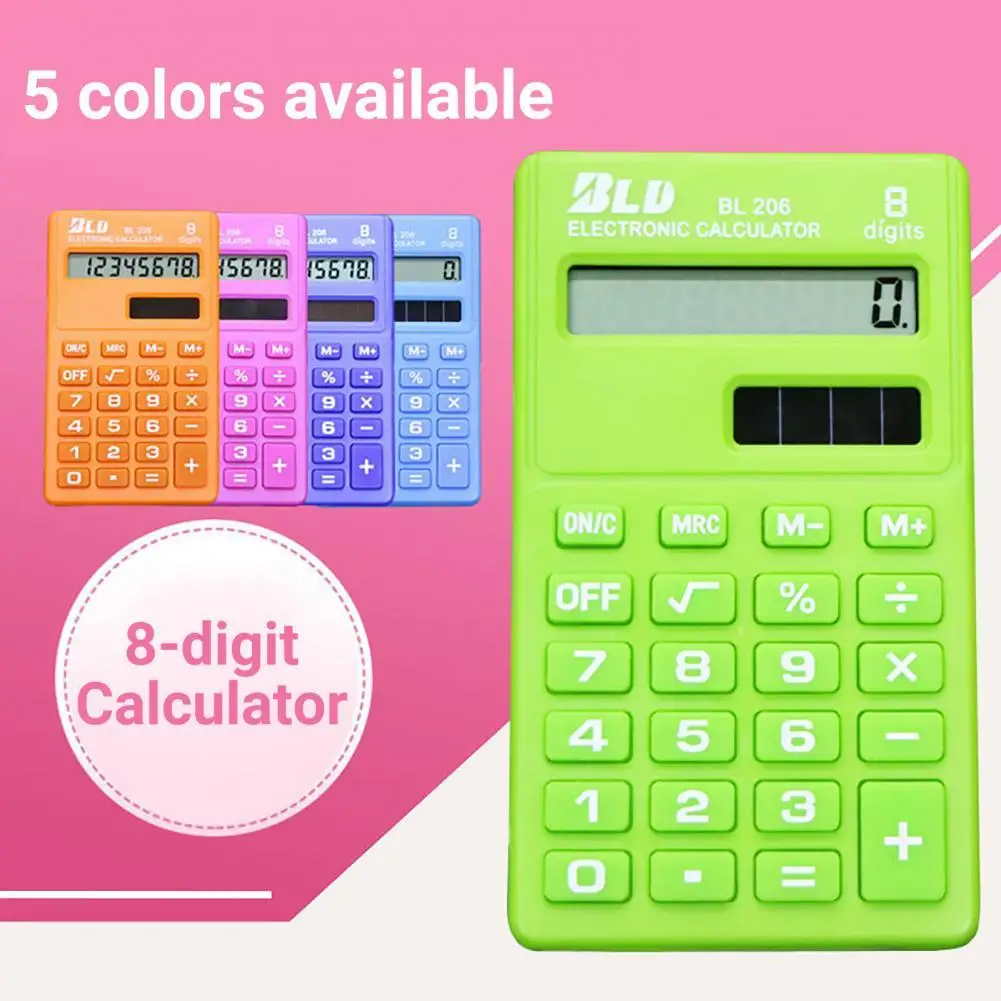 Mini Calculator Cartoon Candy Color Portable 8 Digits Display Student Calculator Office Supplies