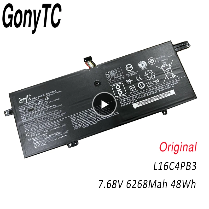 

L16C4PB3 Laptop Battery For Lenovo IdeaPad 720S-13ARR 720S-13IKB Series L16M4PB3 L16L4PB3 7.68V 6268mAh/48WH