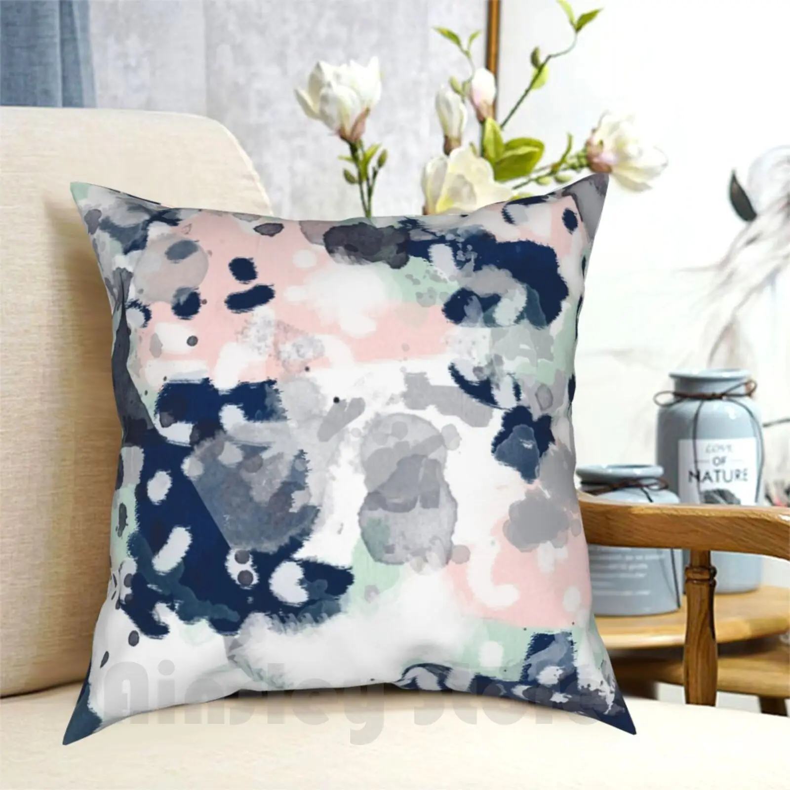 

Melia-Abstract Minimal Painting Trendy Home Decor Nursery Baby Art Pillow Case Printed Home Soft Throw Pillow Melia