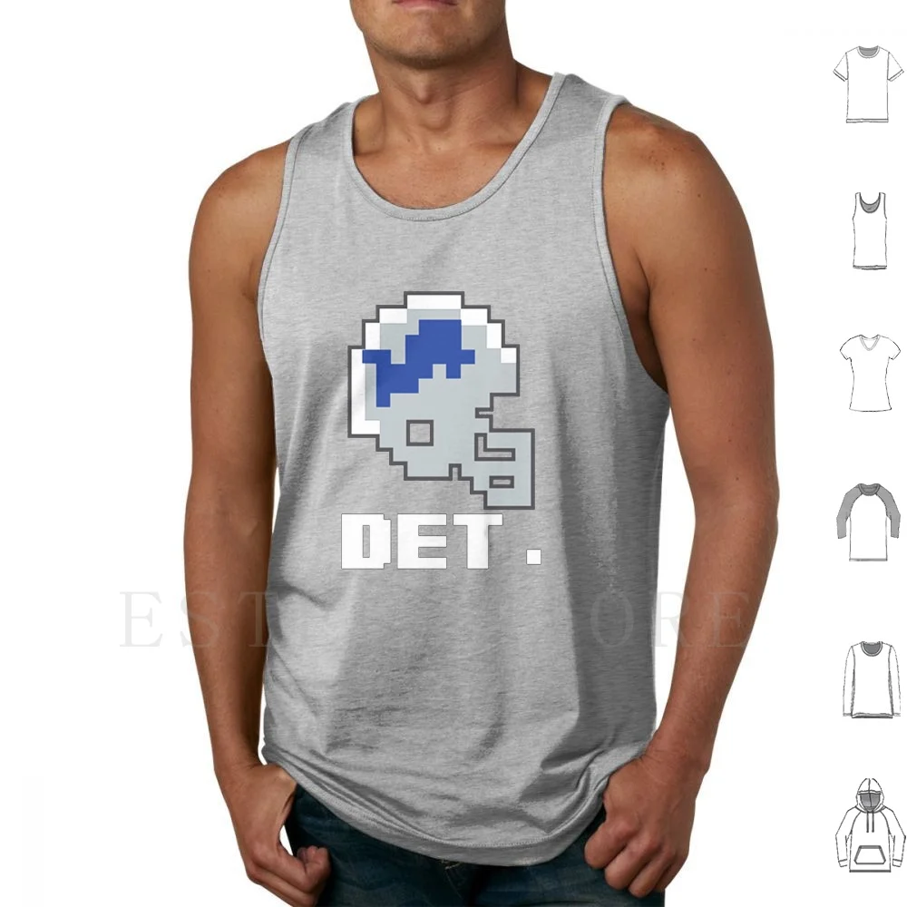Detroit Tecmo Bowl Tank Tops Vest Cotton Detroit Barry Sanders Cool Retro Nes Gamer Video Games Det 313 Vintage Helmet Pass