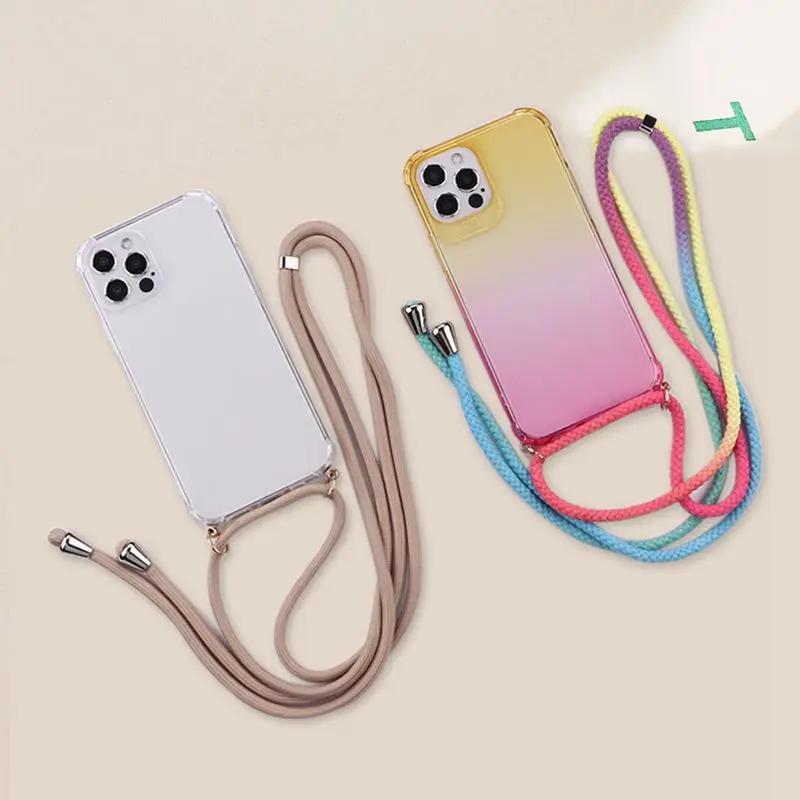 Cord Chain Necklace Lanyard Transparent Mobile Phone Case Cover With Strap For iPhone 14 14ProMax 14Plus 13Promax 13 Phone Shell