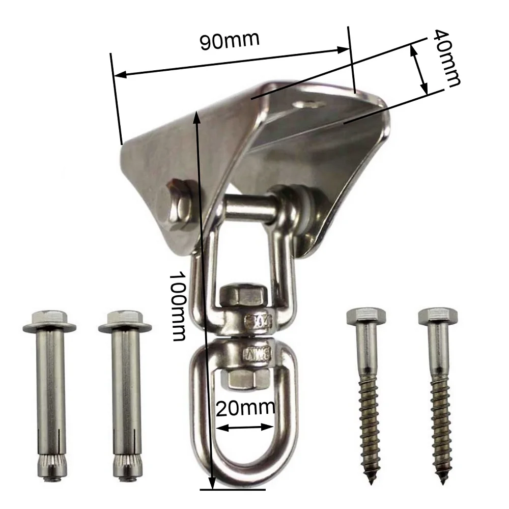 2PCS Heavy Duty Stainless Steel 360 Degree Swivel Hanging Kit Swing Hangers For Wooden Sets Tire Swing Swivel Seat Yoga