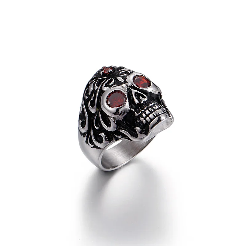 Men titanium steel skeleton ring hot punk rock and roll jewelry