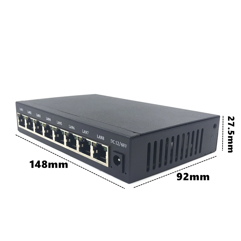 Port de protection pour l'éclairage, interrupteur industriel 8 Poe 10/100/1000M, commutateur gigabit, commutateur ethernet