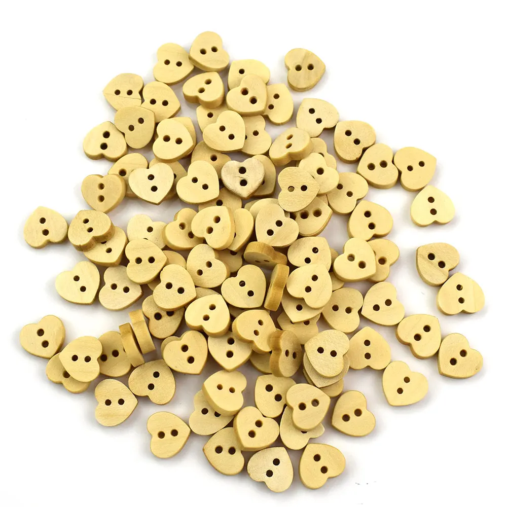 50PCS Christmas Tree Cartoon Wooden Buttons Heart Mixed Decorative Wood Button 2 Holes Nature Wooden Sewing Button DIY Crafts