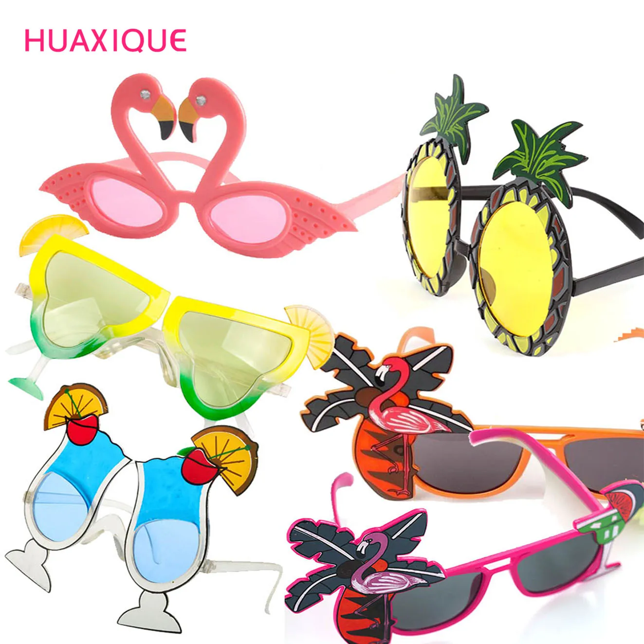 

Tropical Flamingo Birthday Decoration Sunglasses, Pineapple Sun Glasses, Hawaiian Pool Party Supplies, 6 Pcs