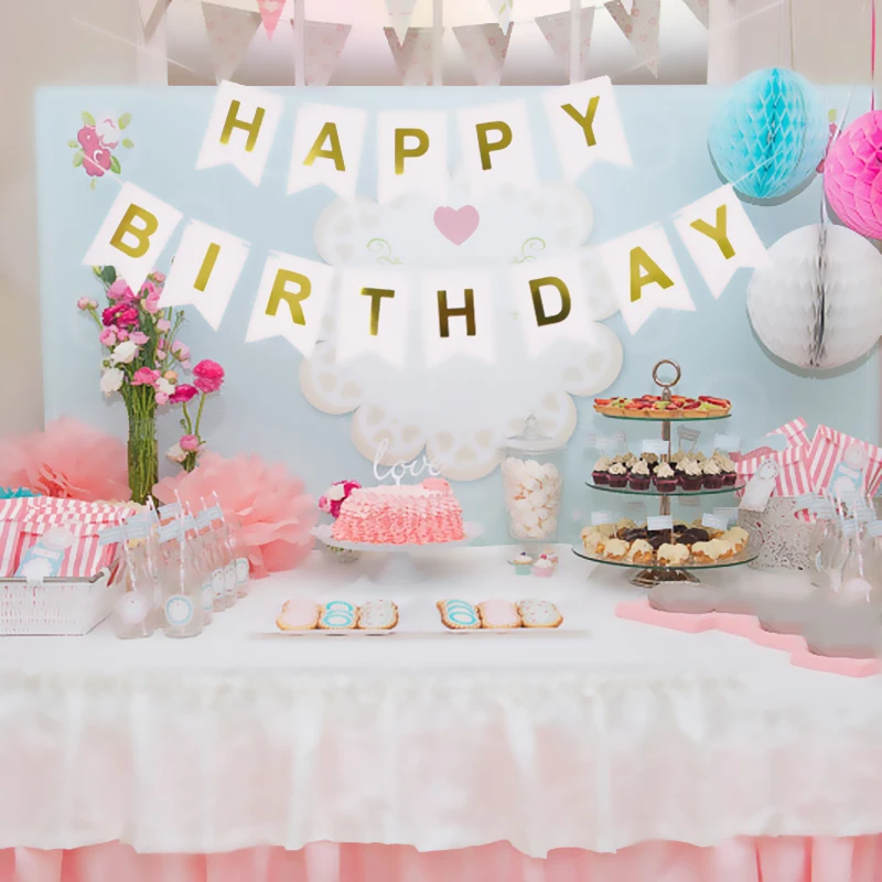 NEUE Alles Gute zum Geburtstag Banner Bunting Flagge Party Dekoration Kinder Dekor Kinder Ornament Baby Bunte Mädchen Junge Parti Liefert – Detail 1