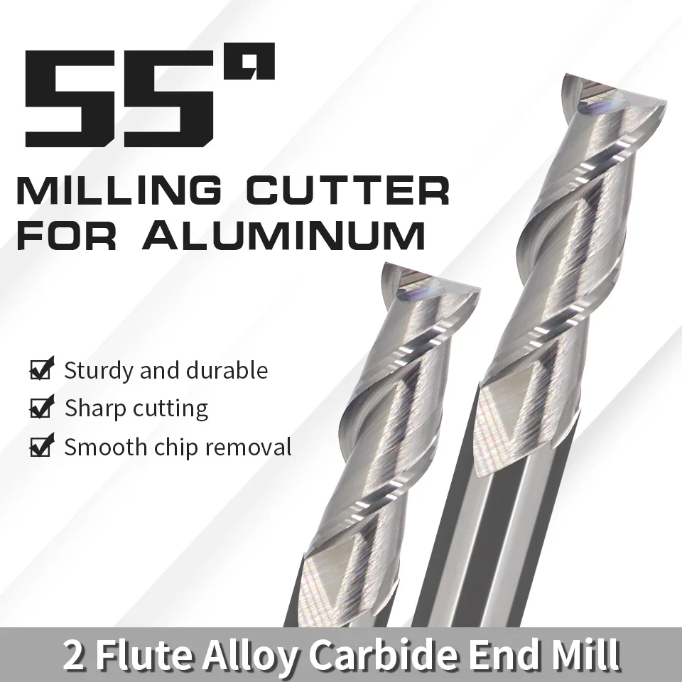 Augusttool HRC55 2 Flute End Mill Aluminium CNC Router Bits Tungsten Steel Sprial Bit Carbide Milling Cutter For Wood Copper