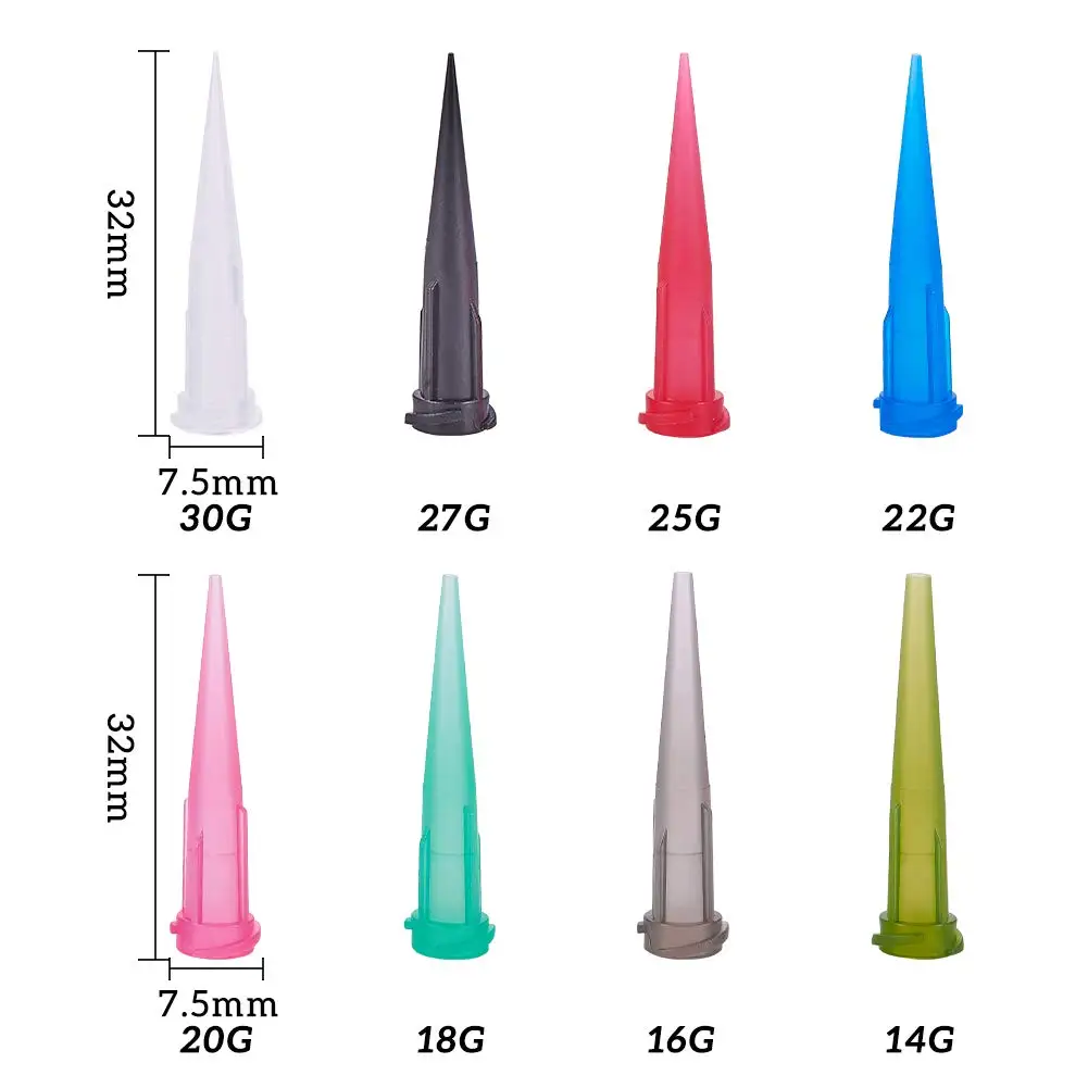 100pcs 10G to 30G TT Dispensing Glue Tips Assorted Plastic Conical Smoothflow Tapered Needle for Kinds of Glue Liquid Dispensing