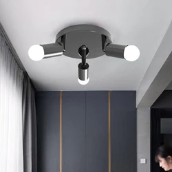 Lámpara de techo ajustable giratoria para sala de estar, comedor, cocina, 3 luces, e27, negro, blanco y plata