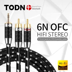 TODN Kabel HiFi Kabel audio RCA Wtyczka przewodu sygnałowego audio Wtyczka aux 3,5 mm konwersja 2 Wtyczka RCA